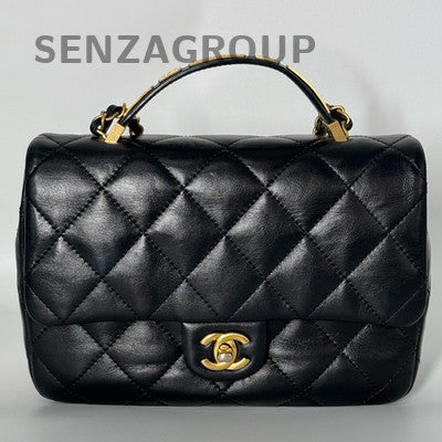 Chanel Cambon CF Black Gold Handle Chain Shoulder Bag Women's Fashion
