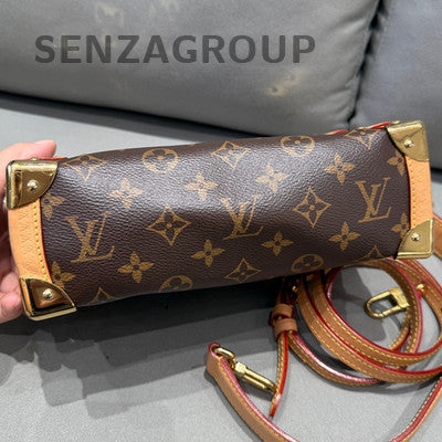 Louis Vuitton Monogram Side Trunk Chain Crossbody Bag Brown Gold