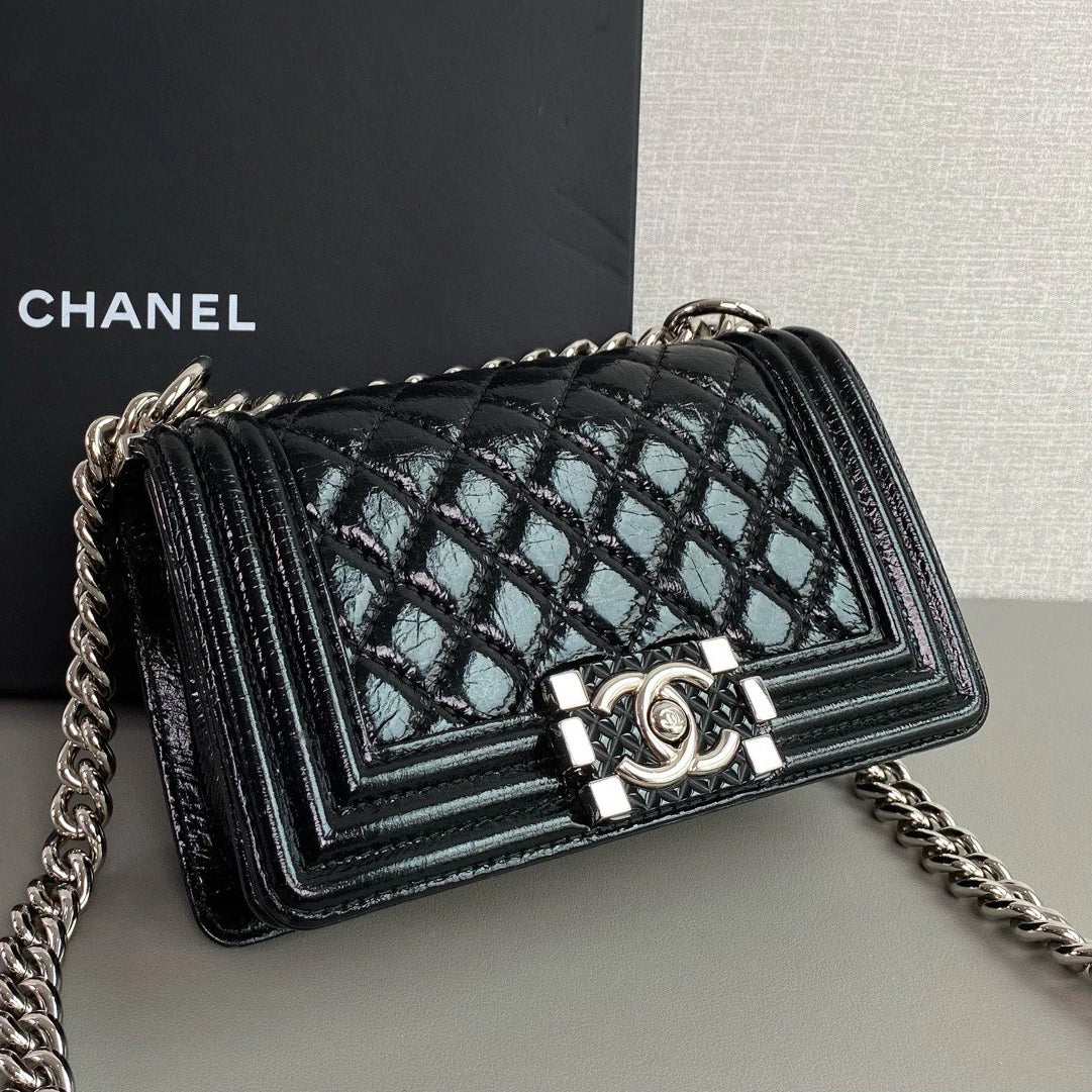 Chanel Leboy PM Chain Shoulder Bag Crossbody Women Classic Diamond