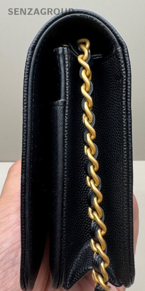 Chanel Le Boy Textured Calfskin Wallet woc Shoulder Crossbody Bag Black Women