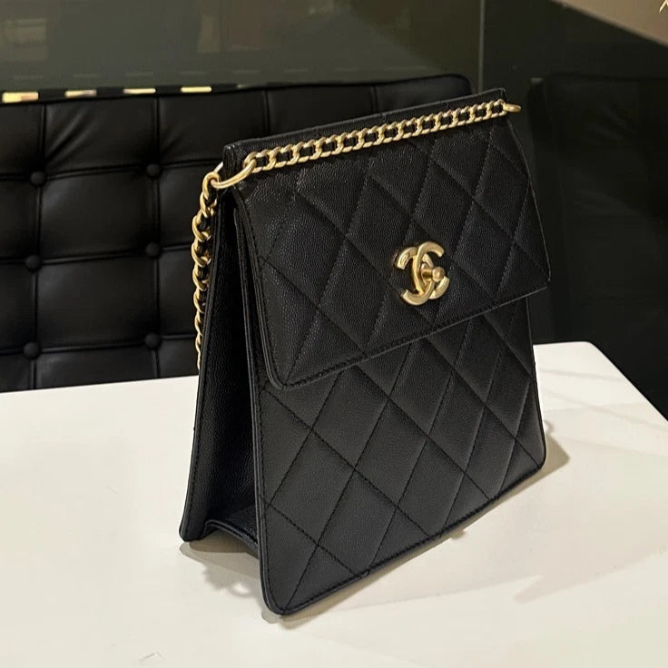 Authentic CHANEL Black Calfskin Backpack
