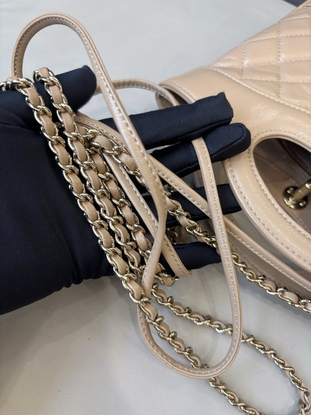 Chip Version Chanel 31Bag Mini Beige Tote Handbag Gold Chain Crossbody Diamond