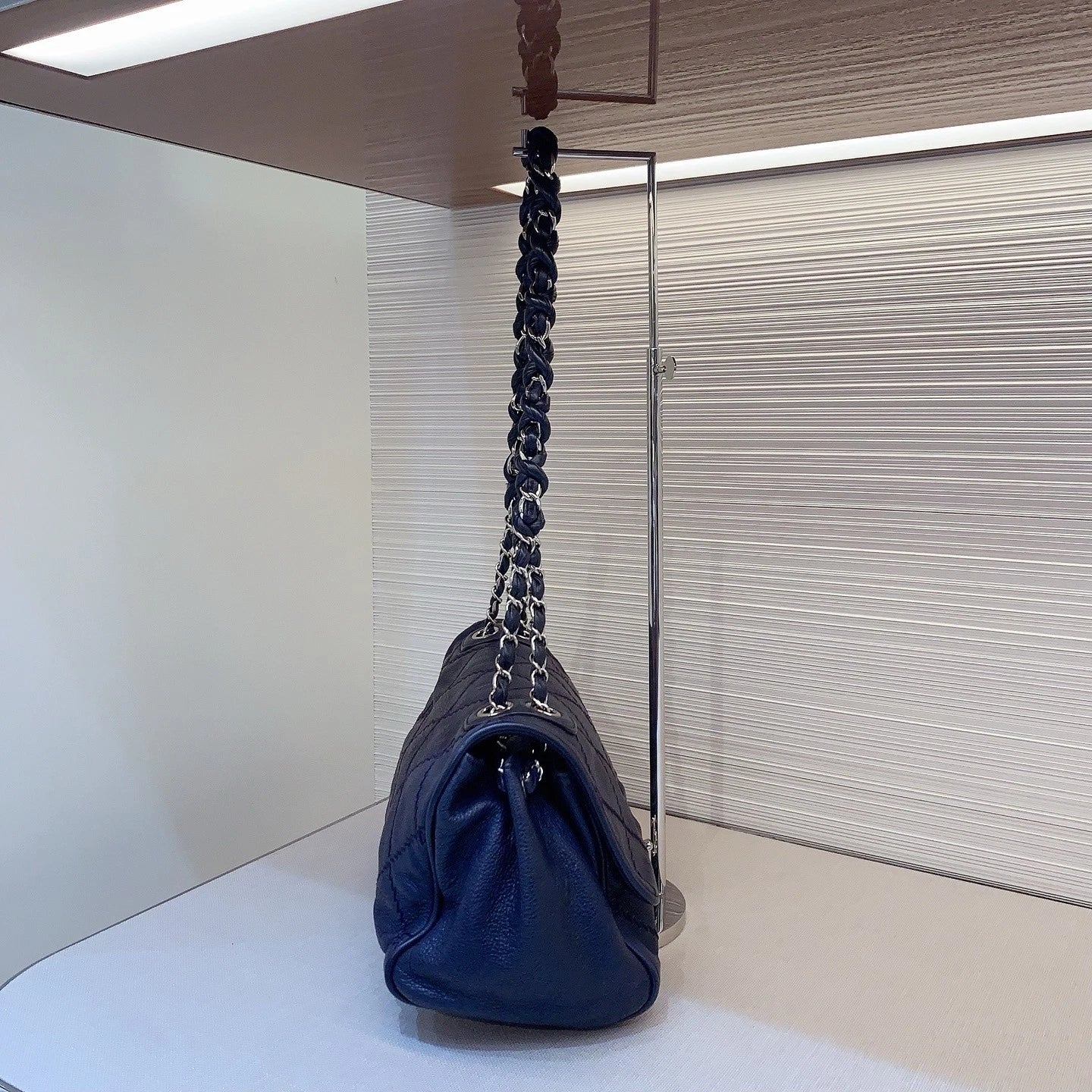 CHANEL Blue Leather Pumpkin Shoulder Bag For Women