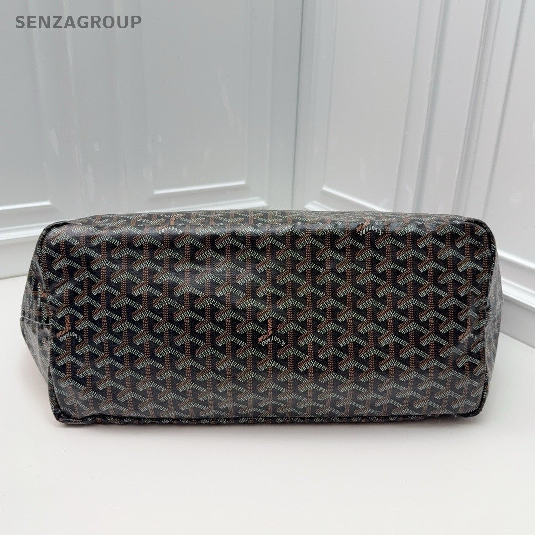 GOYARD Saint Louis Monogram Canvas Tote Shoulder Bag Women Black