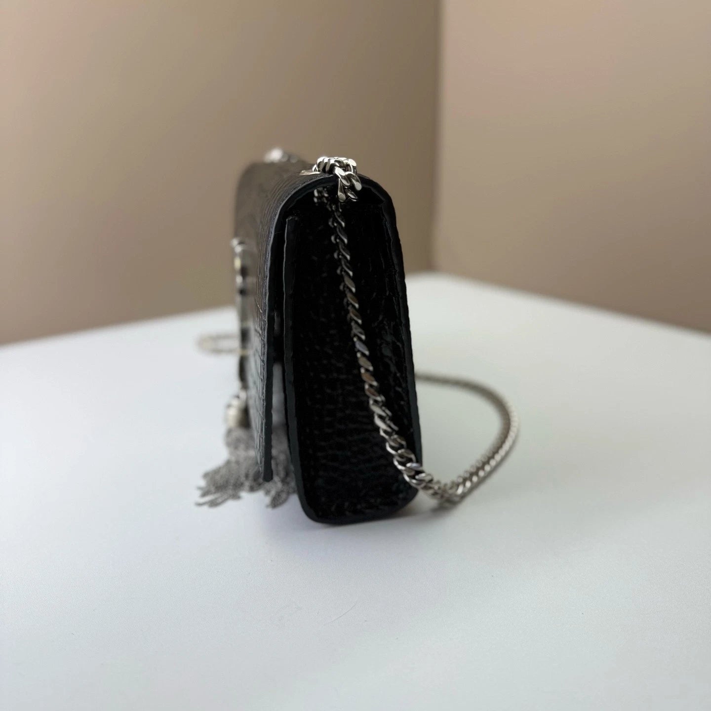 Saint Laurent Kate Black Silver Shoulder Bag For Women