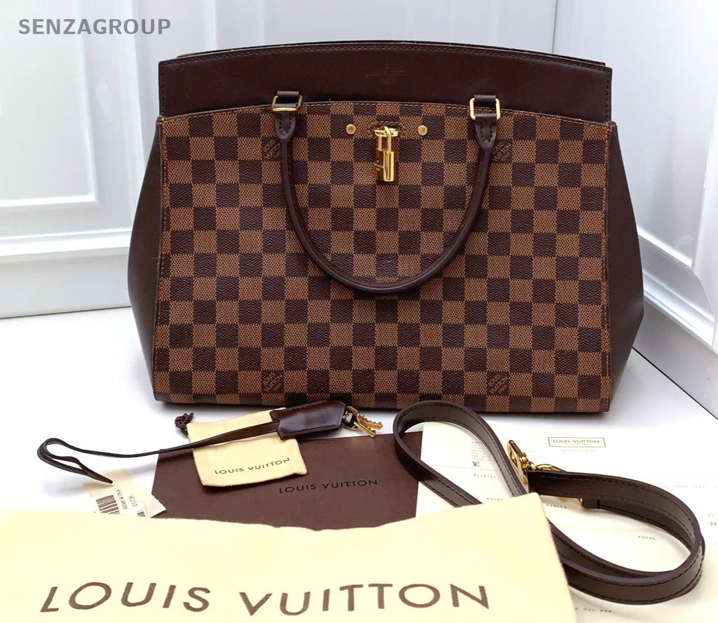 Louis Vuitton Damier Ebene Top Handle 2way Shoulder Handbag Brown