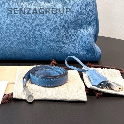 Hermes Kelly35 Top Handle bag Crossbody Blue Silver Used Women Classic