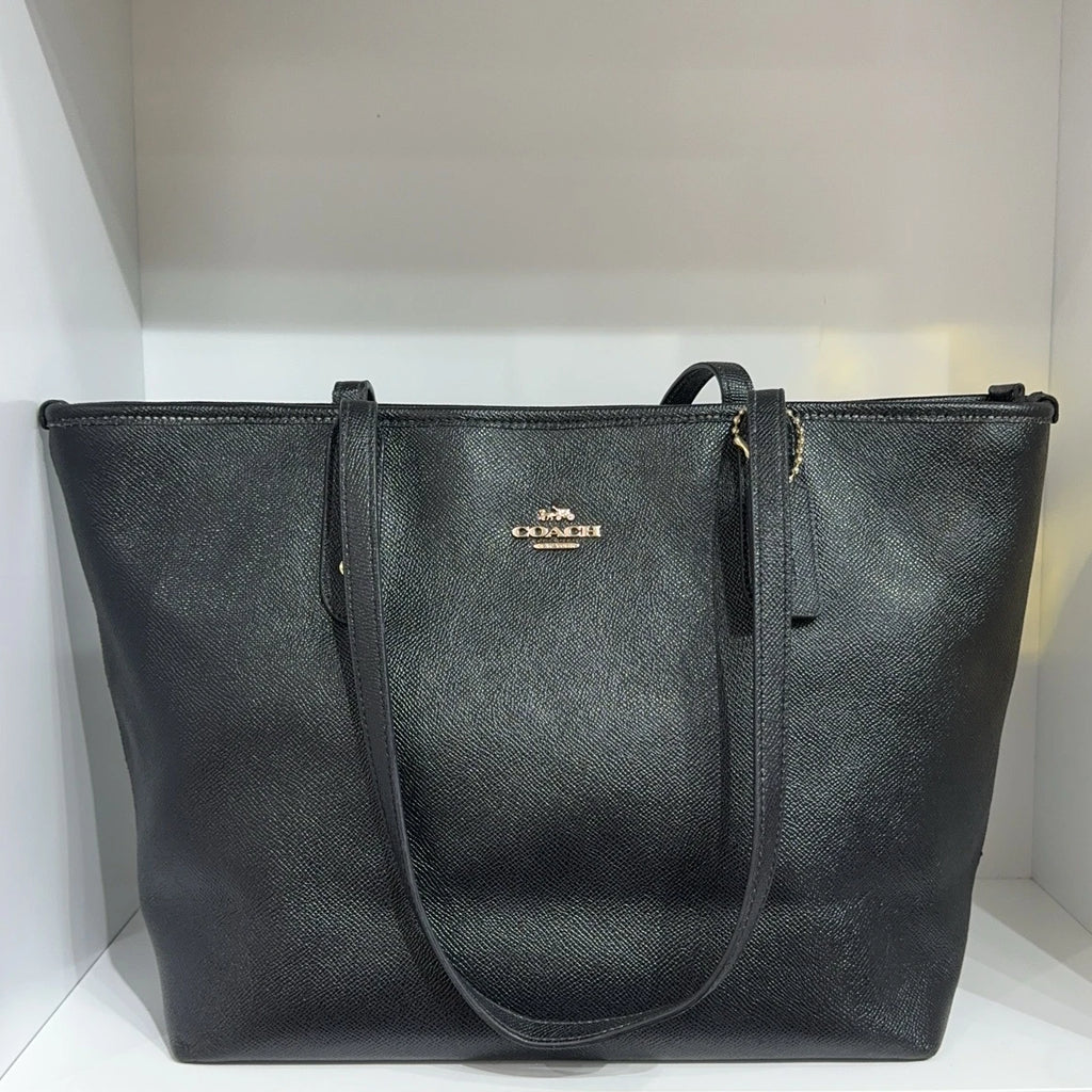 Coach Black Canvas Tote Shoulder Bag For Women