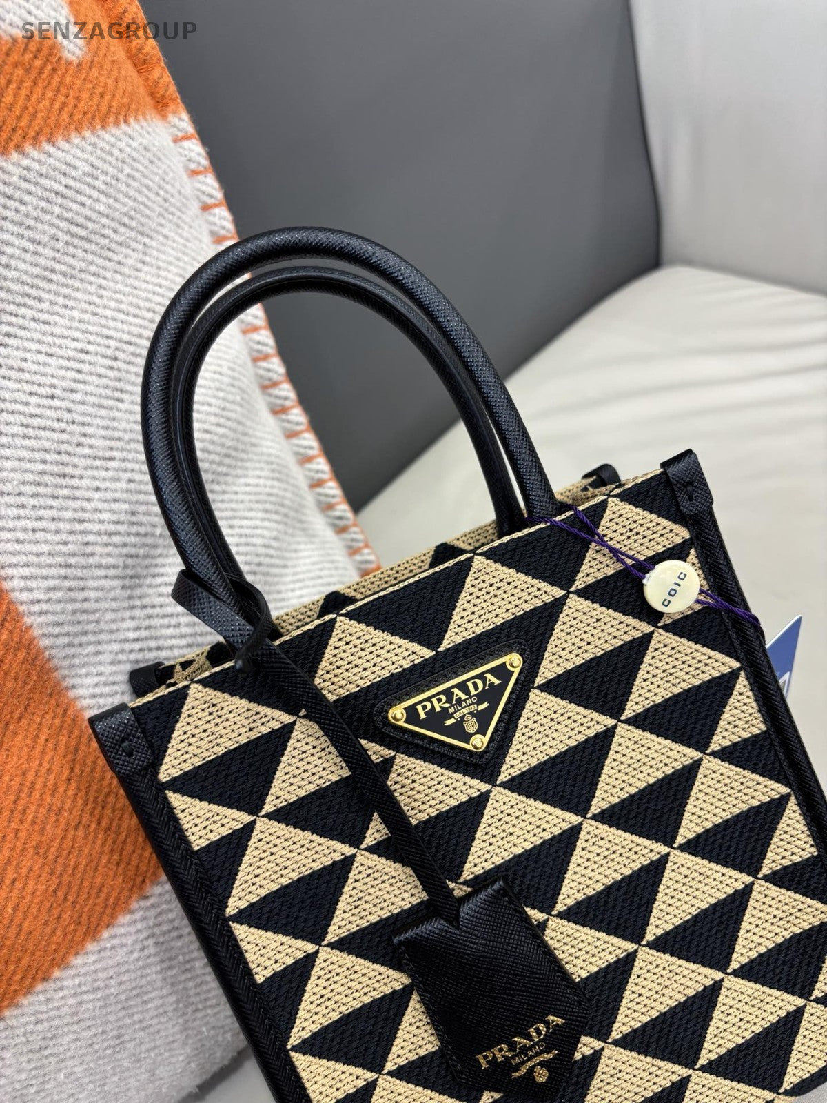 PRADA Symbole PM Tote Top Handle 2way Shoulder Handbag Canvas Women
