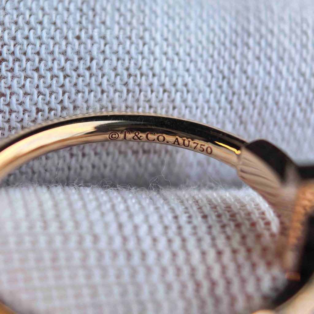 Excellent Tiffany &amp; Co. Tiffany T 18K Rose Gold with Diamonds Wire Band Ring US7