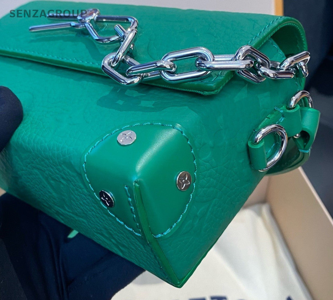 Louis Vuitton Steamer Calfskin Crossbody Green Silver Women Classic Fashion