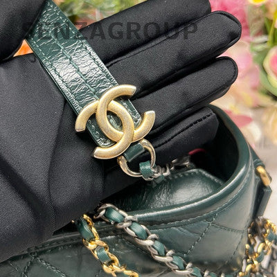 Chanel Black Gold Quilted Small Gabrielle Hobo Chain Shoulder Crossbody Bag