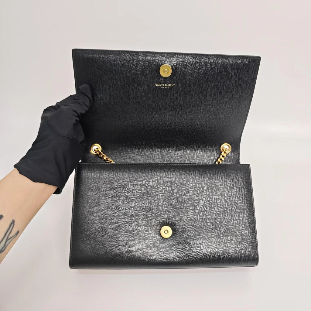 Saint Laurent Kate Medium Black Caviar Leather Shoulder Bag For Women