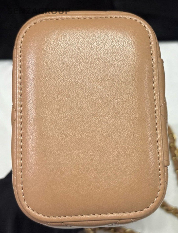 Chanel Diamond PM Lambskin Chain Shoulder Bag Crossbody Gold Women Classic