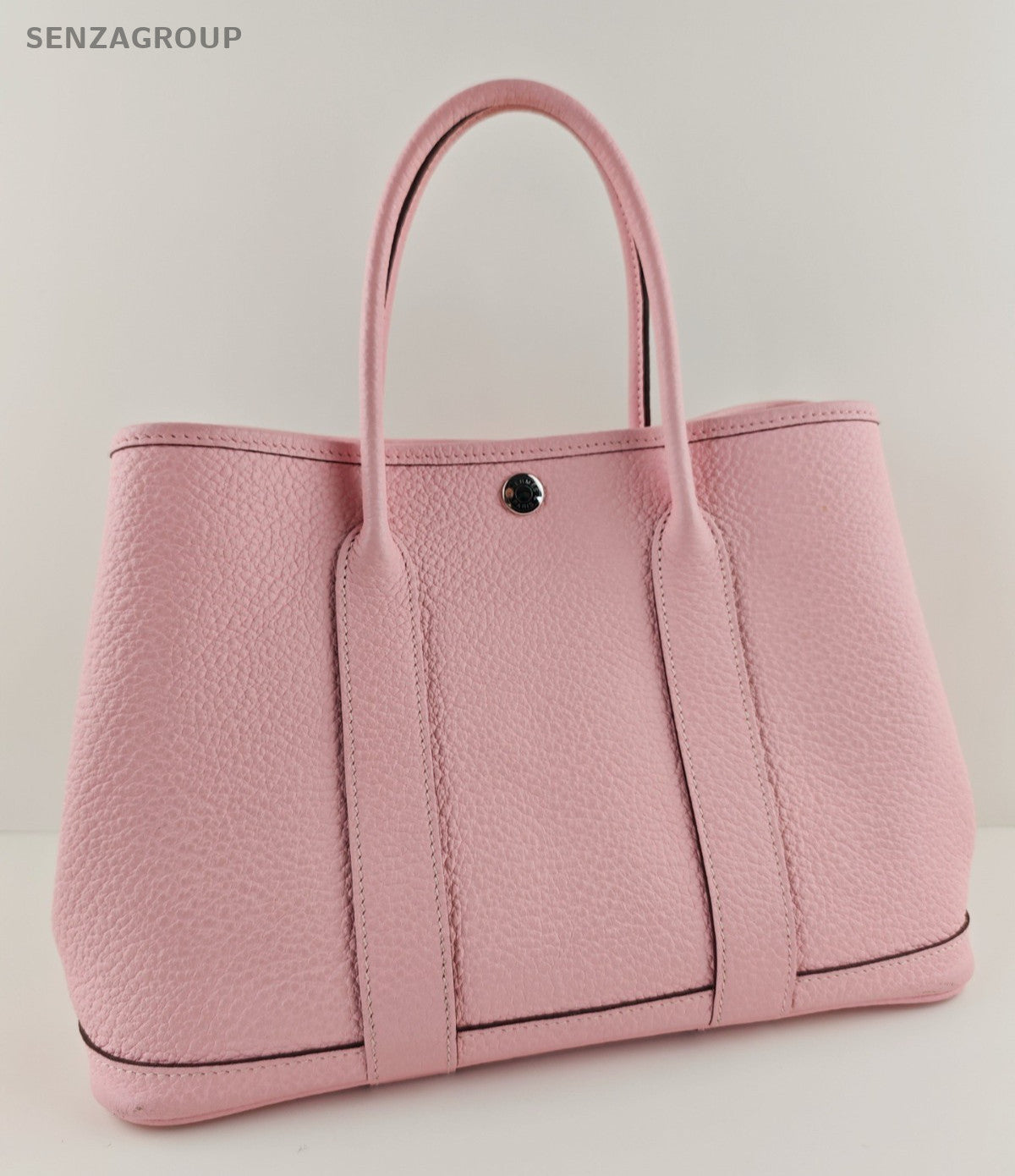 Hermes Garden Party Top Handle Bag Pink Silver Used Women Classic Fashion