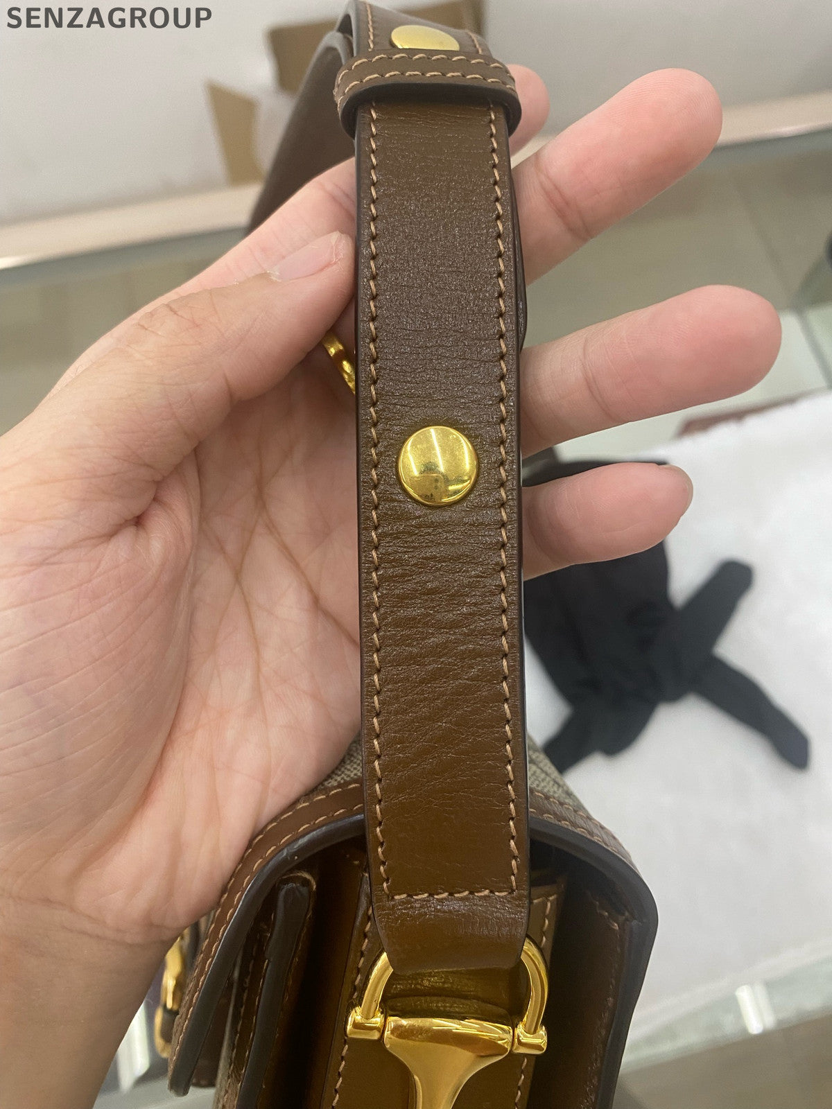 Gucci 1955 Medium GG Supreme Shoulder Bag Brown Gold Hardware Classic Women