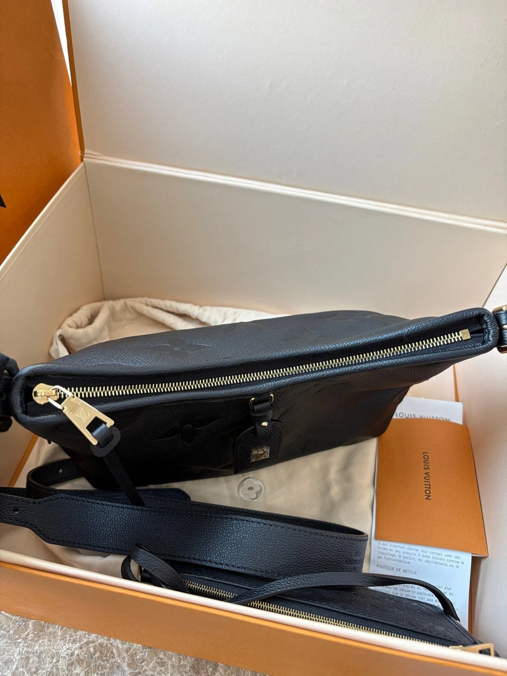 Louis Vuitton Black Embossed Leather Small Carryall Tote For Women
