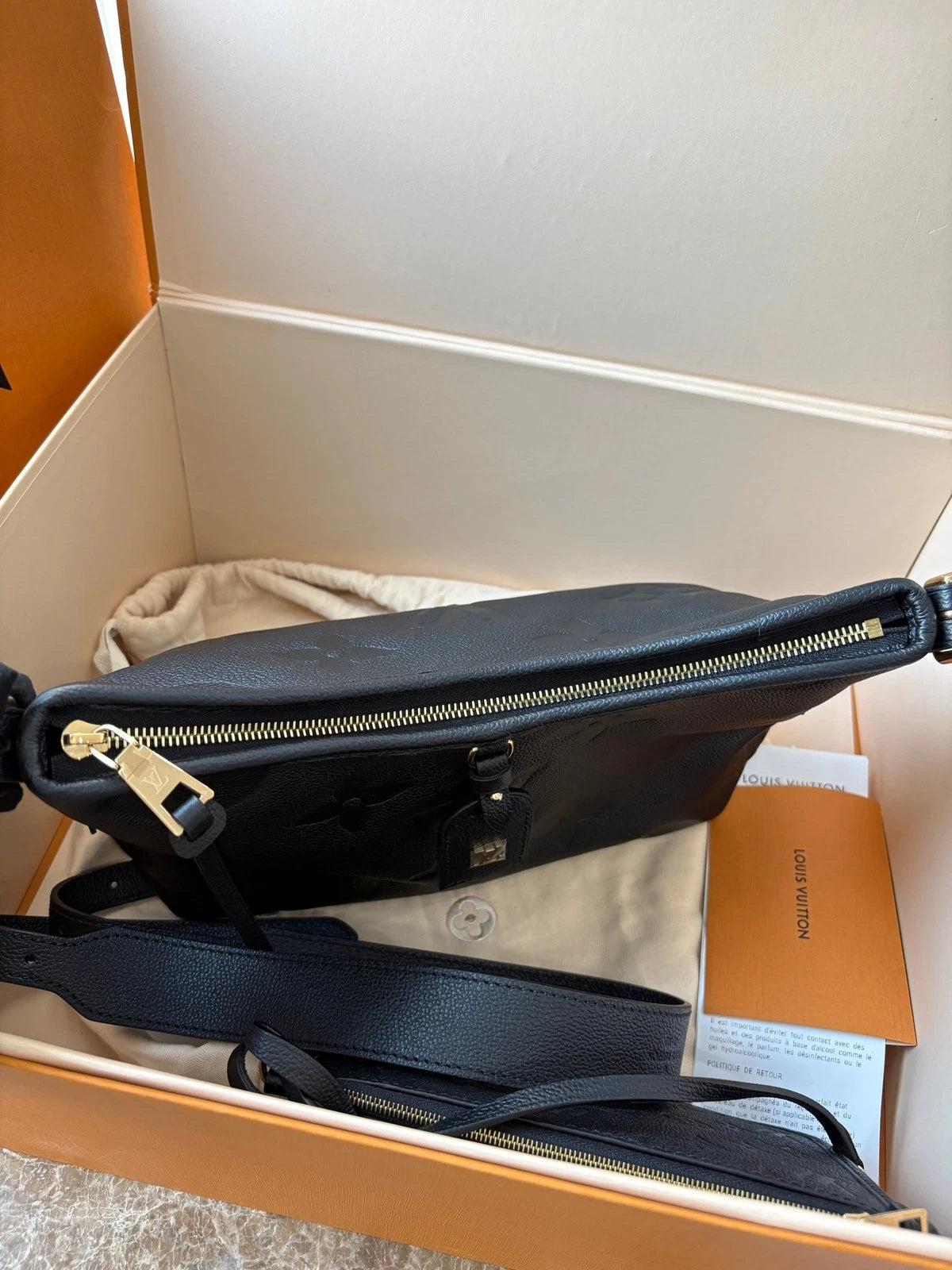 Louis Vuitton Black Embossed Leather Small Carryall Tote For Women