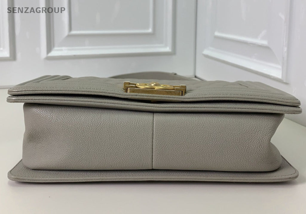 Chanel Leboy Chain Gray Gold Shoulder Bag Diamond Women Classic Fashion