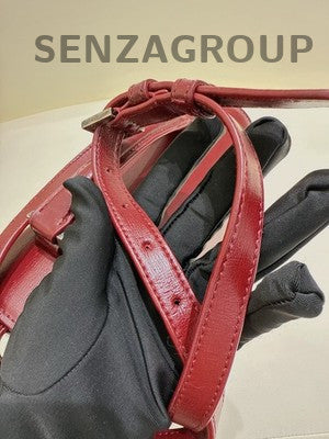 YSL Saint Laurent Bellechasse Red Silver Vintage Shoulder Bag Women Classic