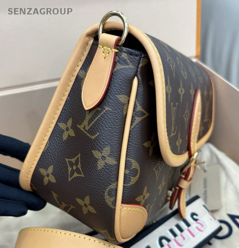 Louis Vuitton Diane Monogram Shoulder Bag Crossbody Brown Gold Women Classic