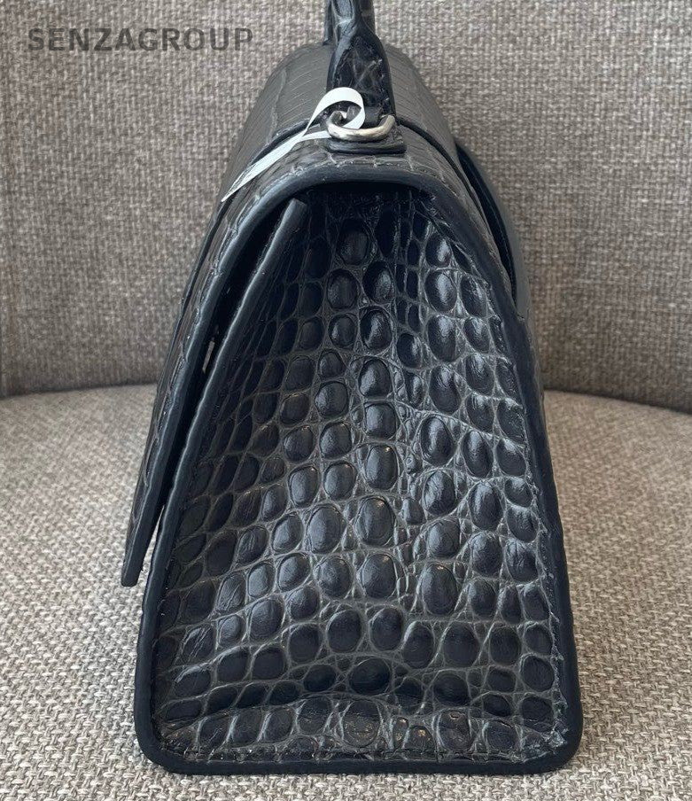 Balenciaga Hourglass PM Top Handle Bag Crossbody Gray Silver Women Classic