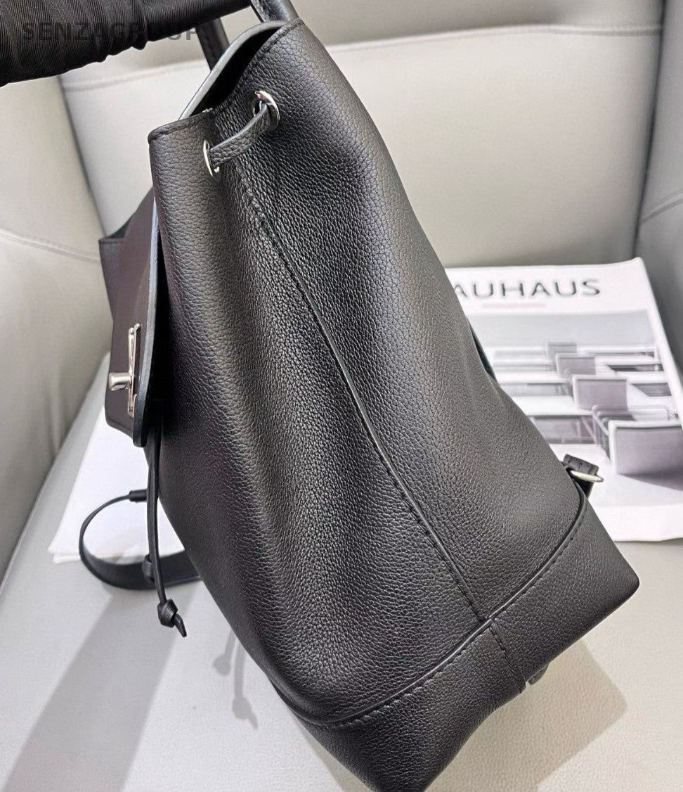 Louis Vuitton LockMe Calfskin Leather Backpack  Black Silver Unisex Adults