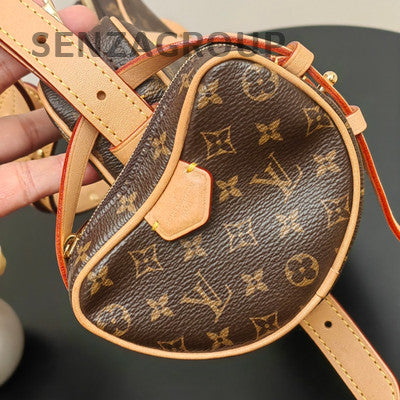 Louis Vuitton Monogram Zip Shoulder Crossbody Bag Brown Gold Buckle