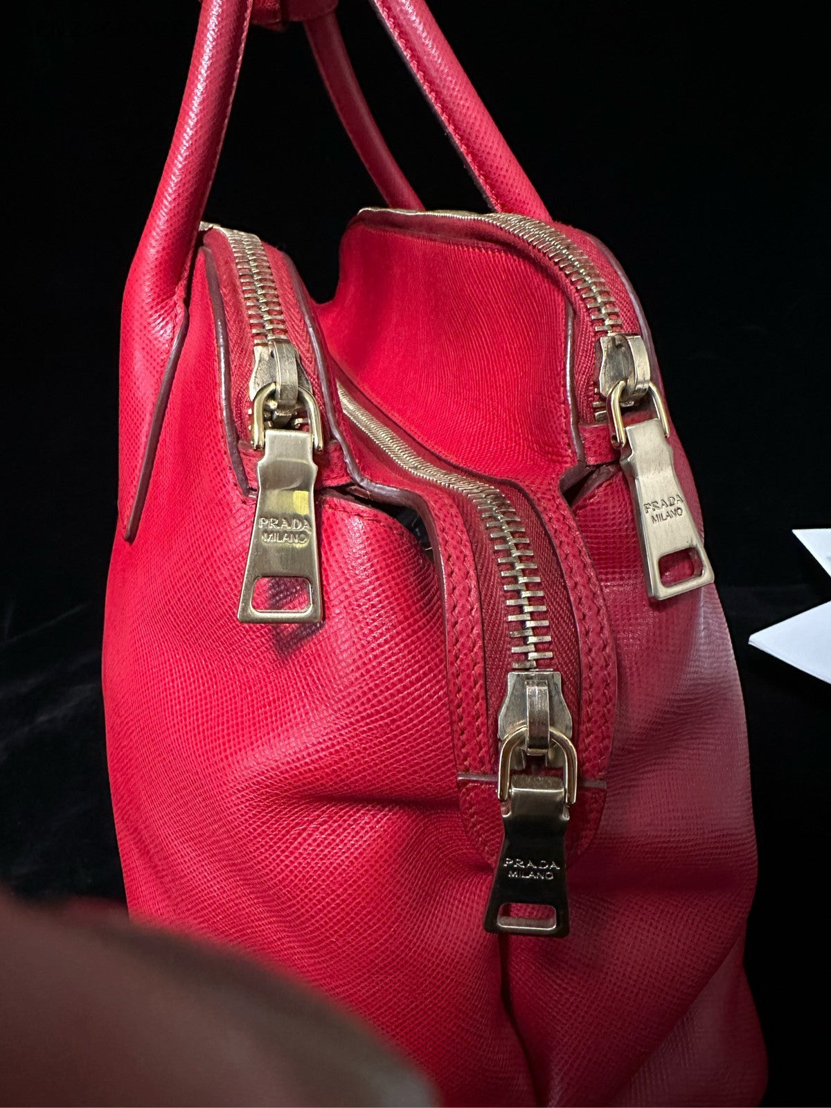Prada Saffiano Lux Galleria Tote Bag Large Red Women Classic Fashion