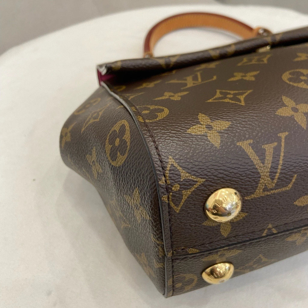 Louis Vuitton Cluny BB Monogram Top Handle Bag Crossbody Brown Gold Women