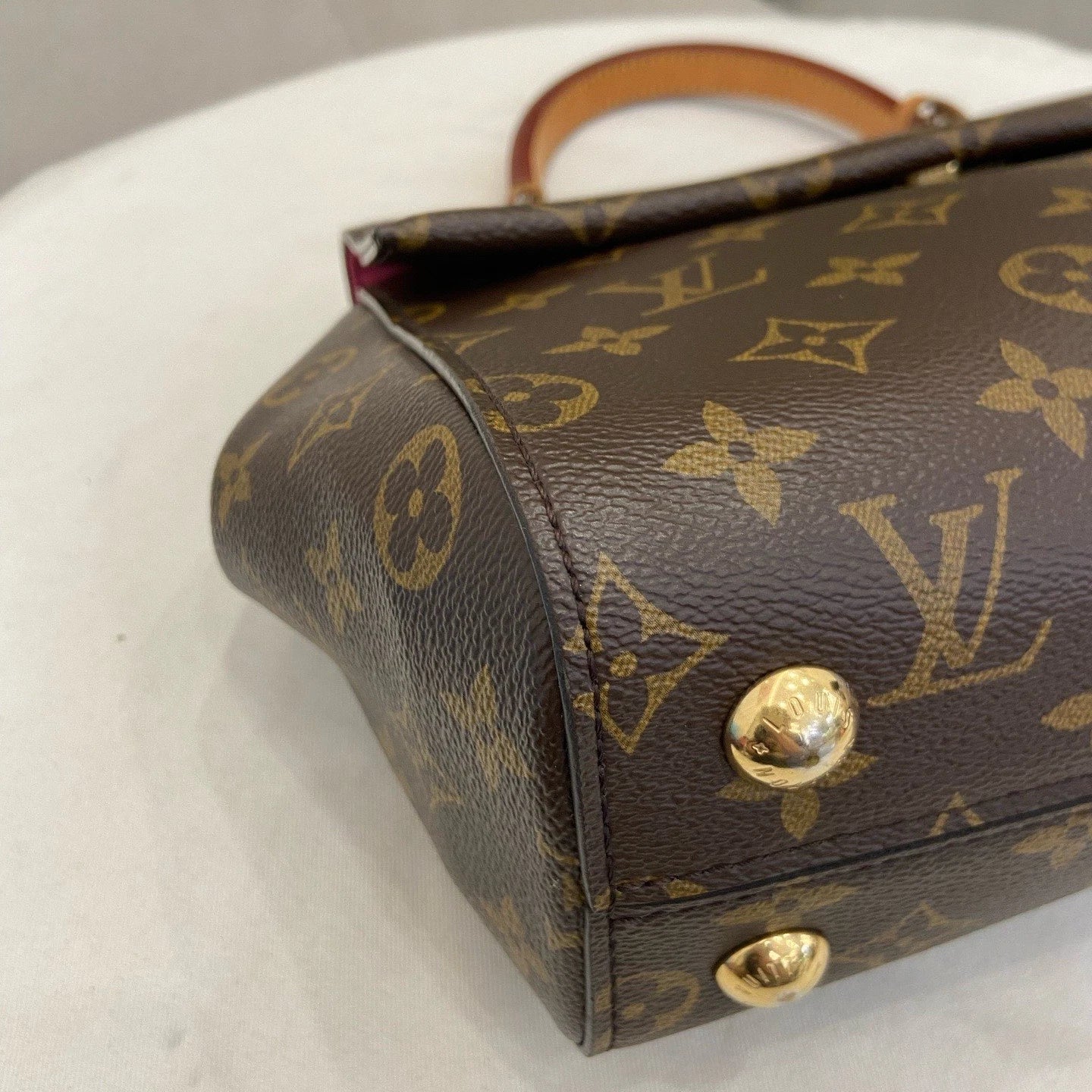 Louis Vuitton Cluny BB Monogram Top Handle Bag Crossbody Brown Gold Women