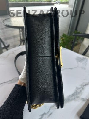Chanel Medium Black Gold Le Boy Quilted Chain Shoulder Bag Classic