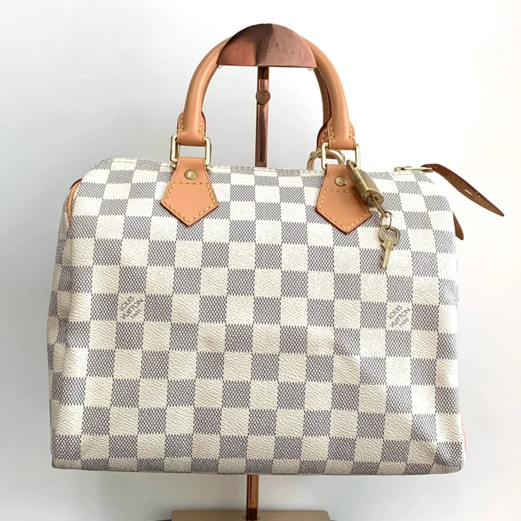 Louis Vuitton Speedy 25 Tote Damier Azur Top Handle Bag Crossbody Bag Unisex S
