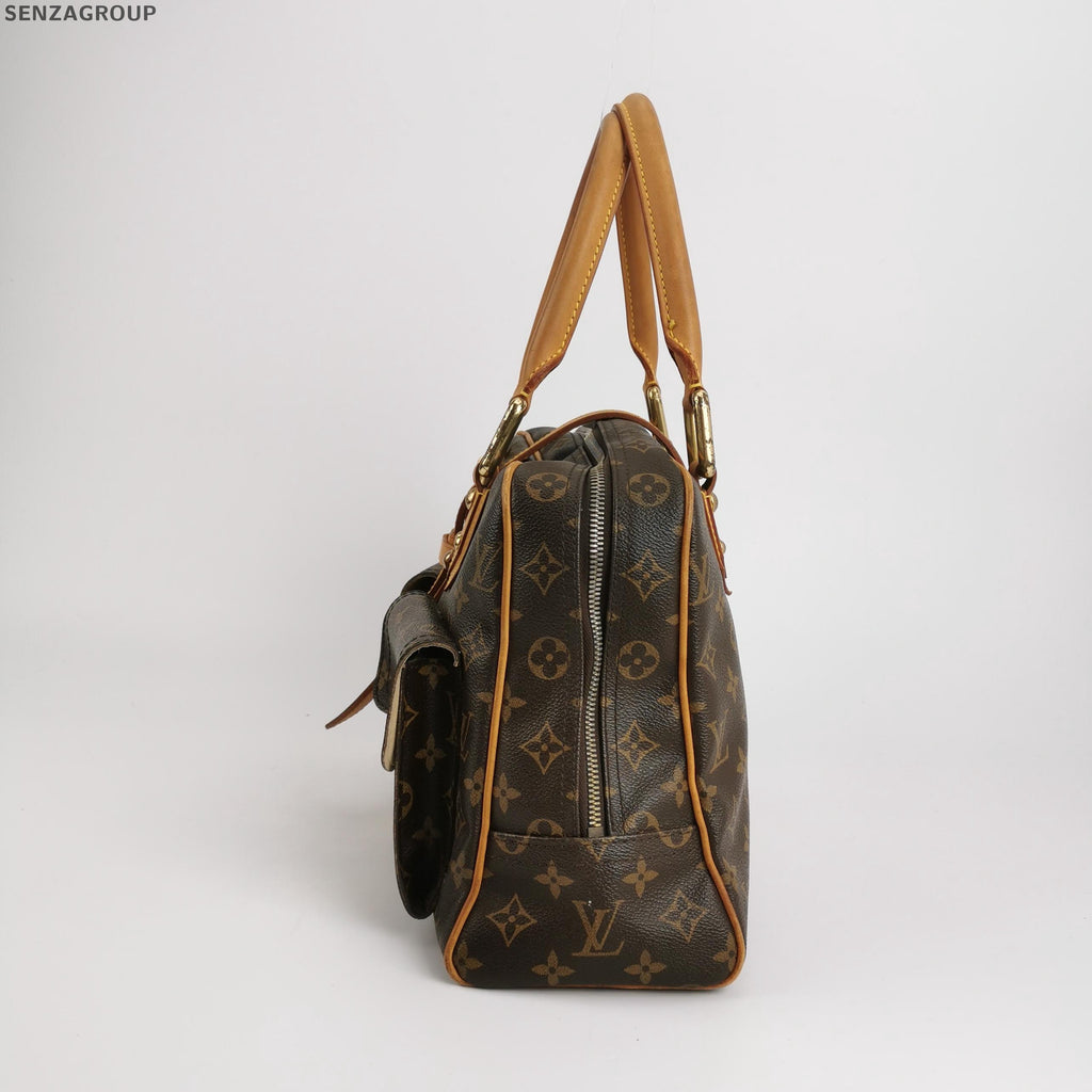 Louis Vuitton Monogram Canvas Handbag Brown Gold Hardware Women's Classic