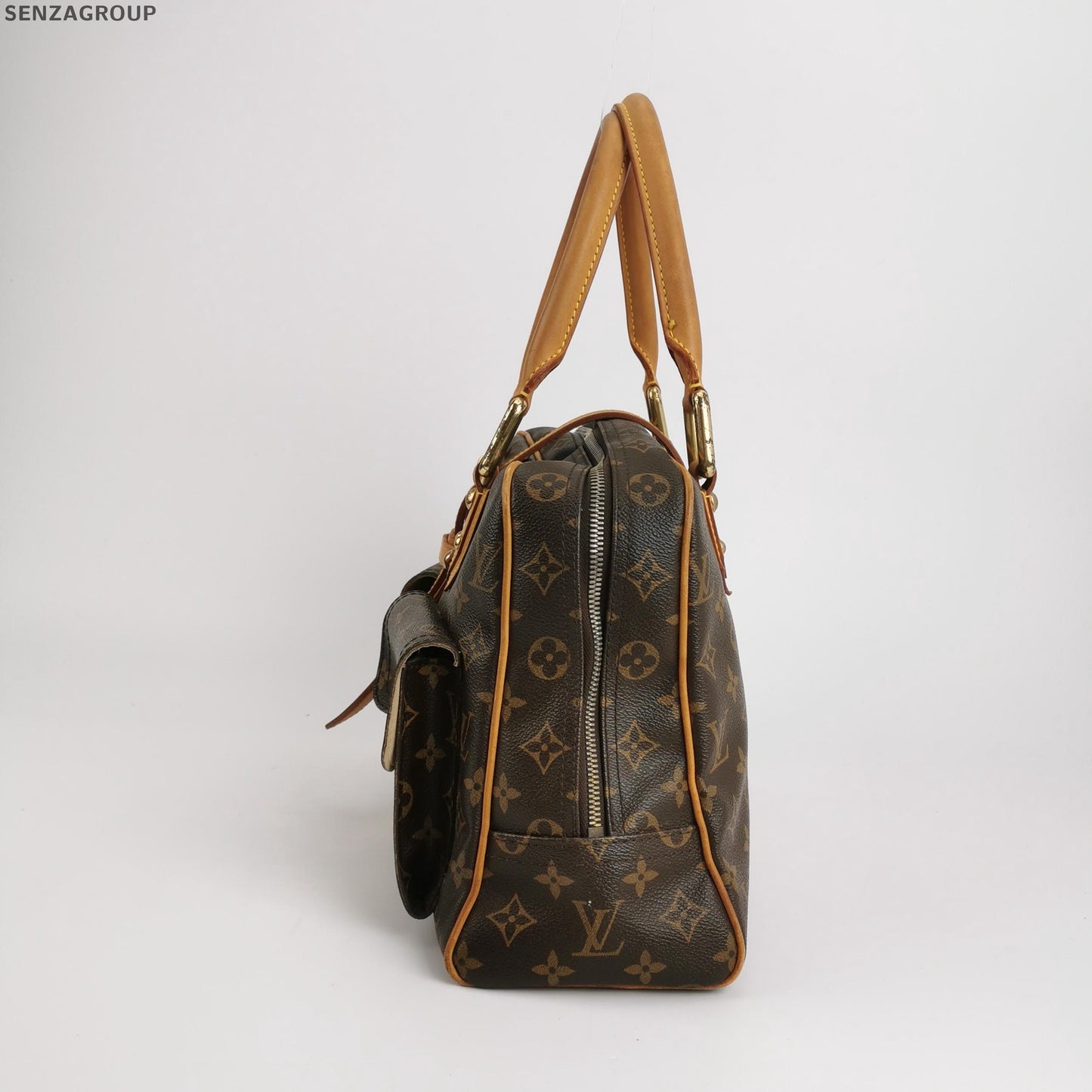Louis Vuitton Monogram Canvas Handbag Brown Gold Hardware Women's Classic