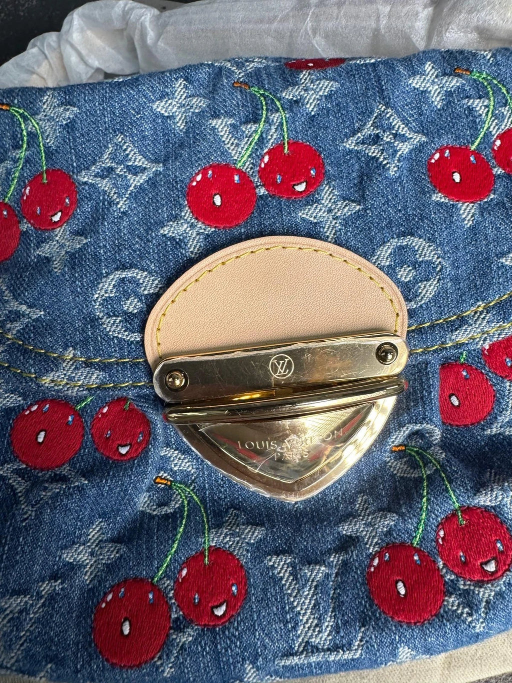 Louis Vuitton X Takashi Murakami Pleaty Cherry Shoulder Bag Excellent