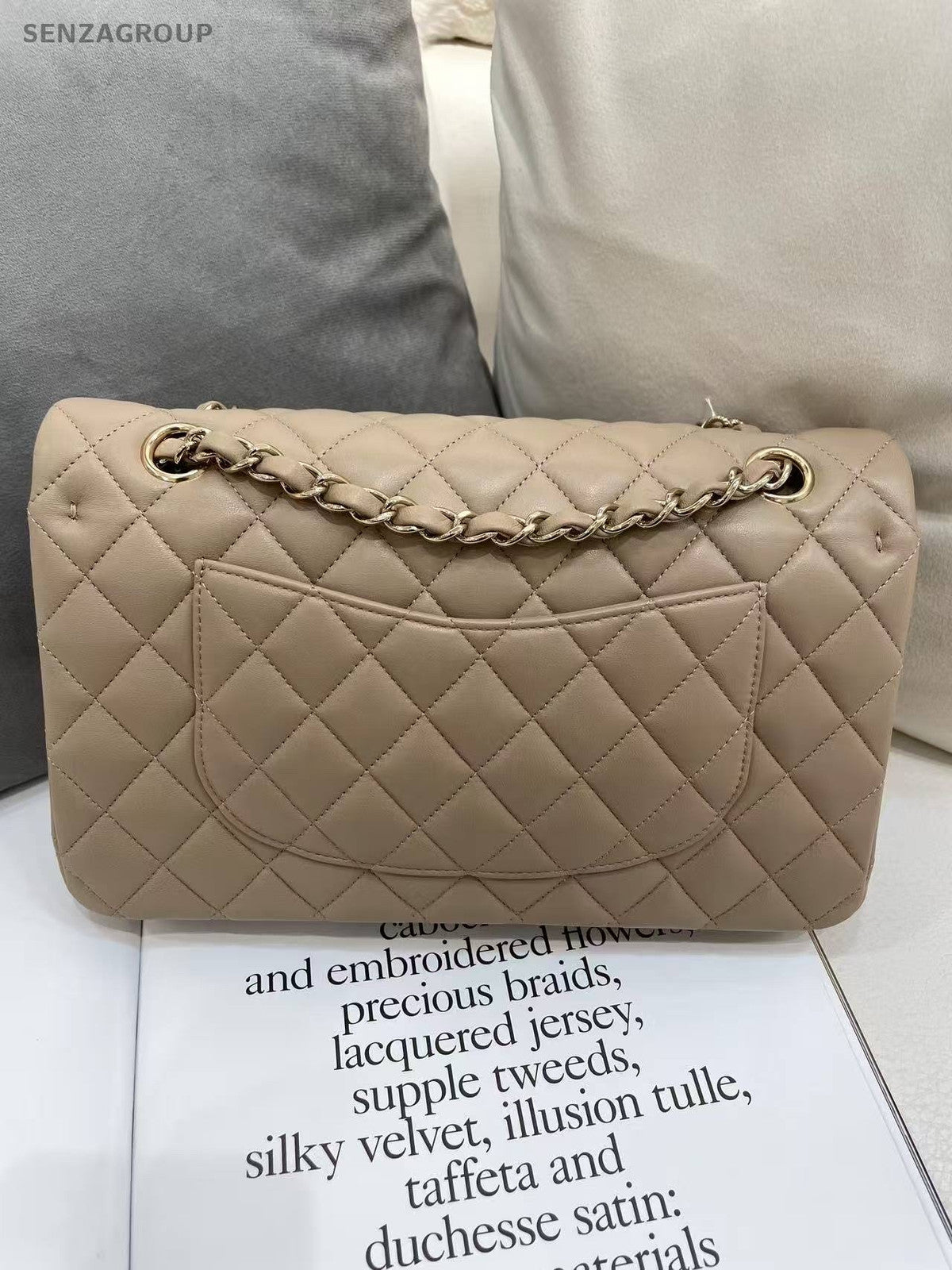 Chanel Medium Classic Flap Beige Lambskin Chain Shoulder Crossbody Bag