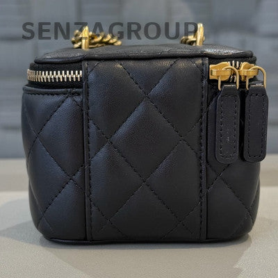 Chanel Black Gold Lambskin Mini Box Chain Shoulder Crossbody Bag