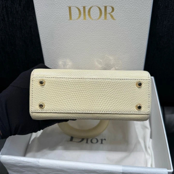 Dior Lady Dior Gold Crossbody Top Handle Excellent