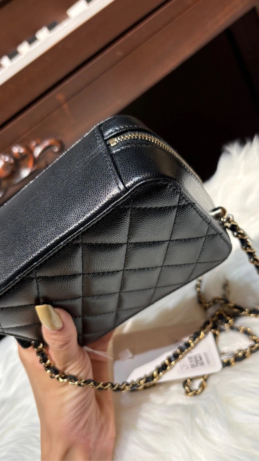 CHANEL Caviar Leather Camera Chain Crossbody Bag For Women