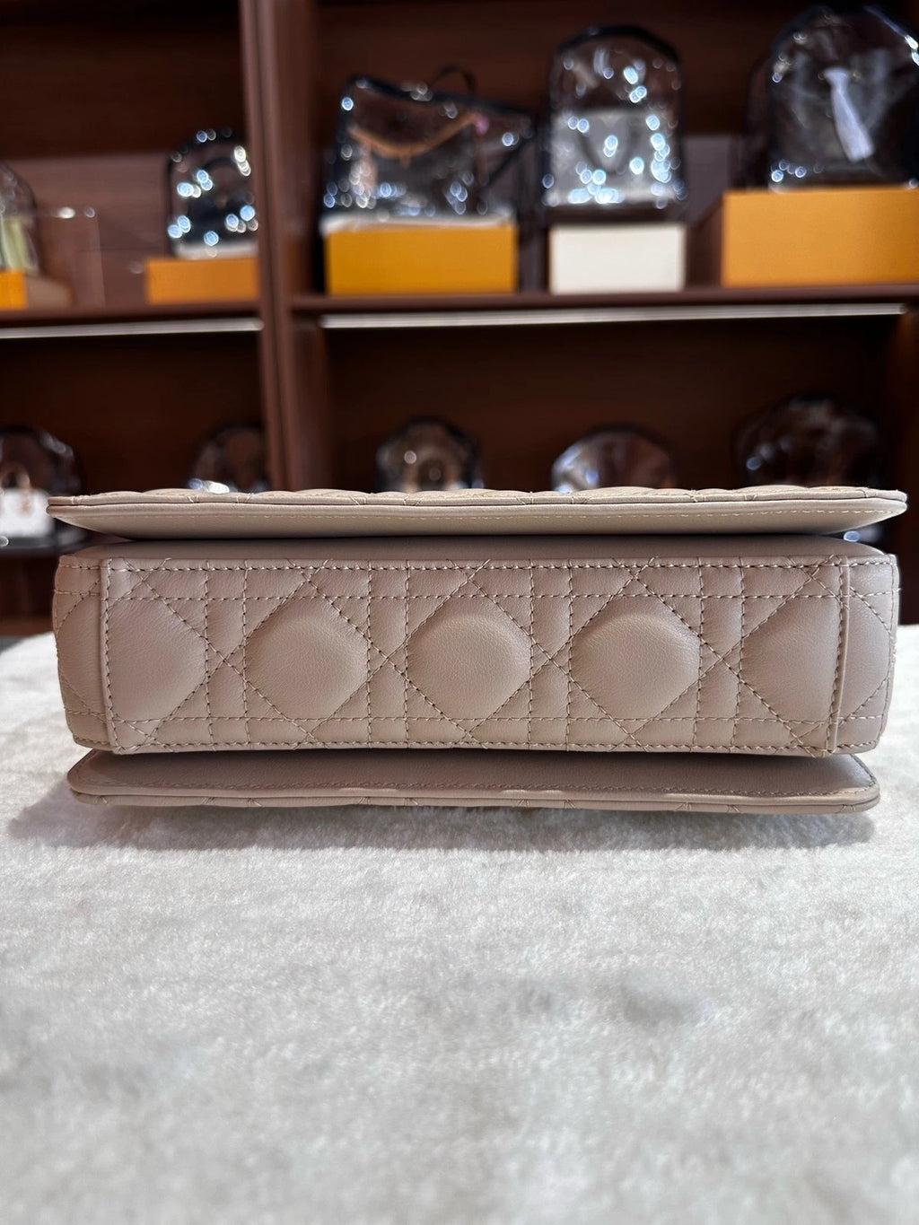 Dior Jolie Beige Pearl Chain Shoulder Bag For Women