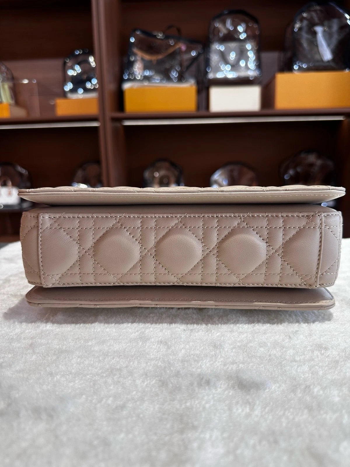 Dior Jolie Beige Pearl Chain Shoulder Bag For Women