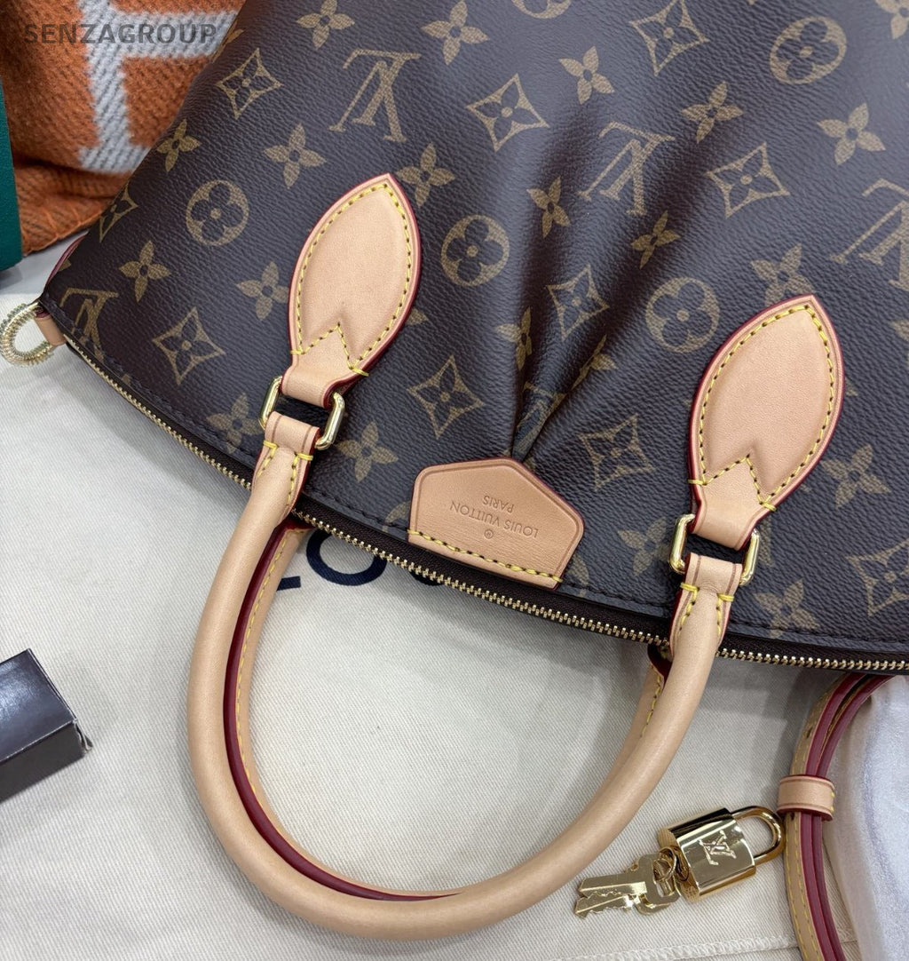 Louis Vuitton Monogram 2Way Top Handle Bag Crossbody Brown Gold Women Classic
