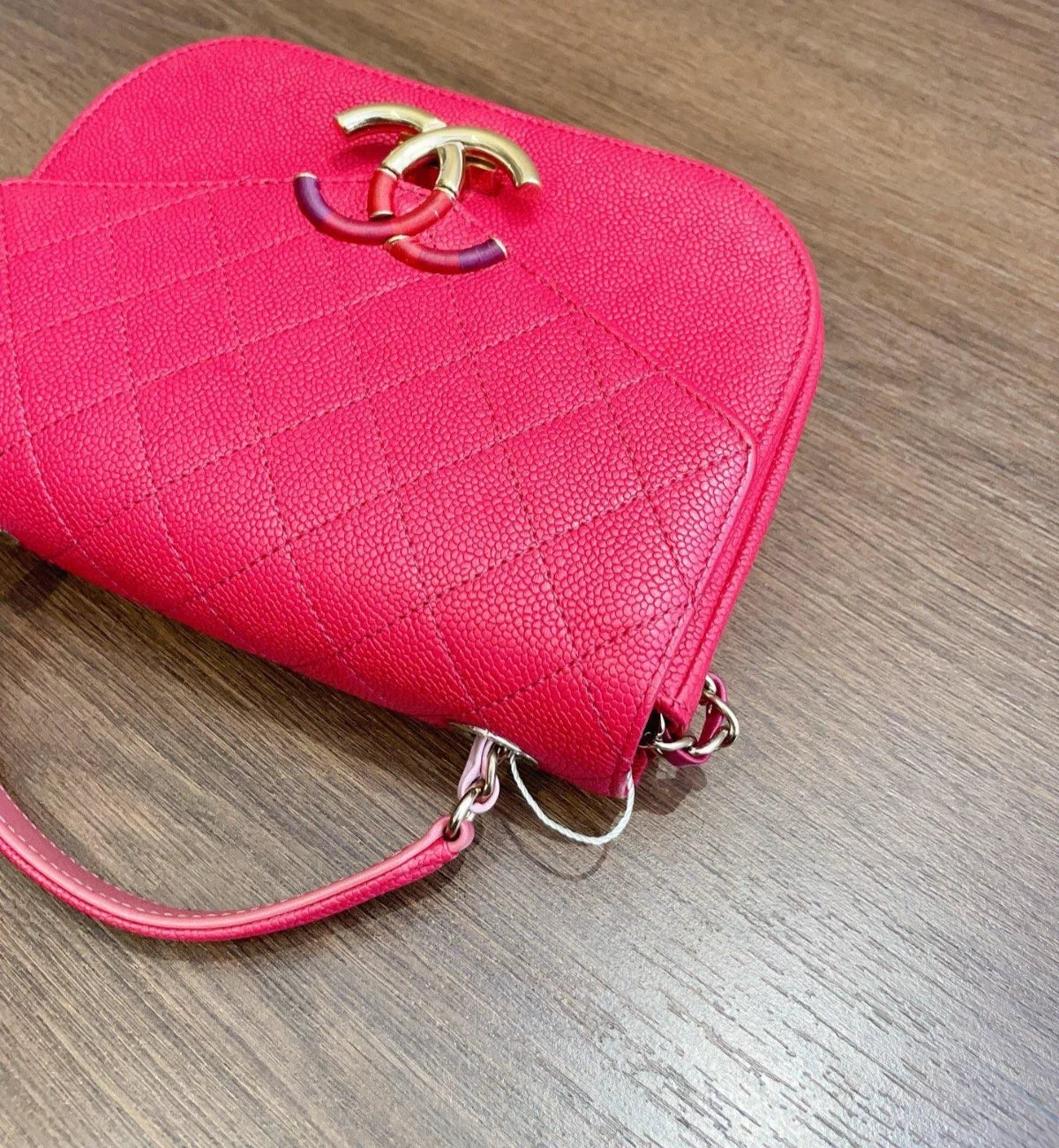 Chanel Coco Curve Cuba Calfskin Top Handle Bag Shoulder Bag Crossbody Red