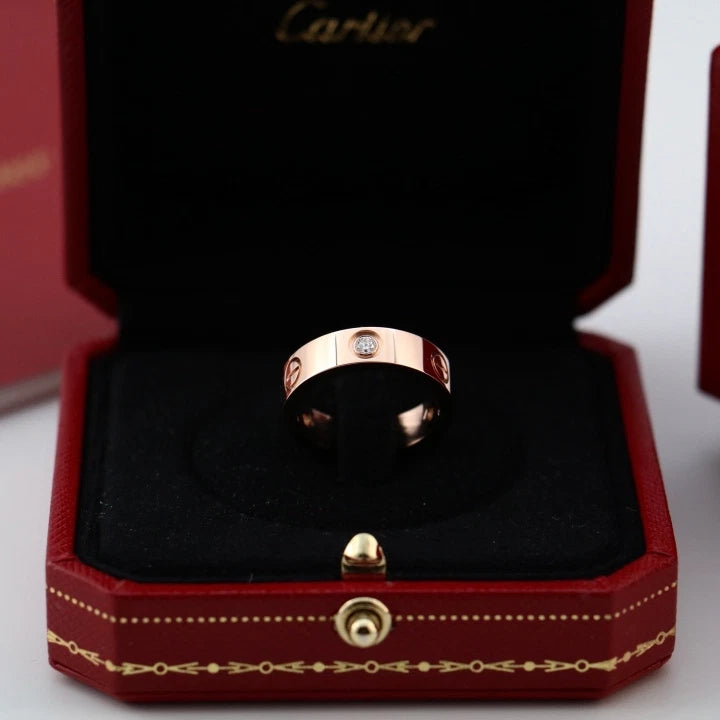 Cartier Classic Love Ring 5.5mm 18k Rose/Pink Gold 3 Diamonds EU50/US5.25
