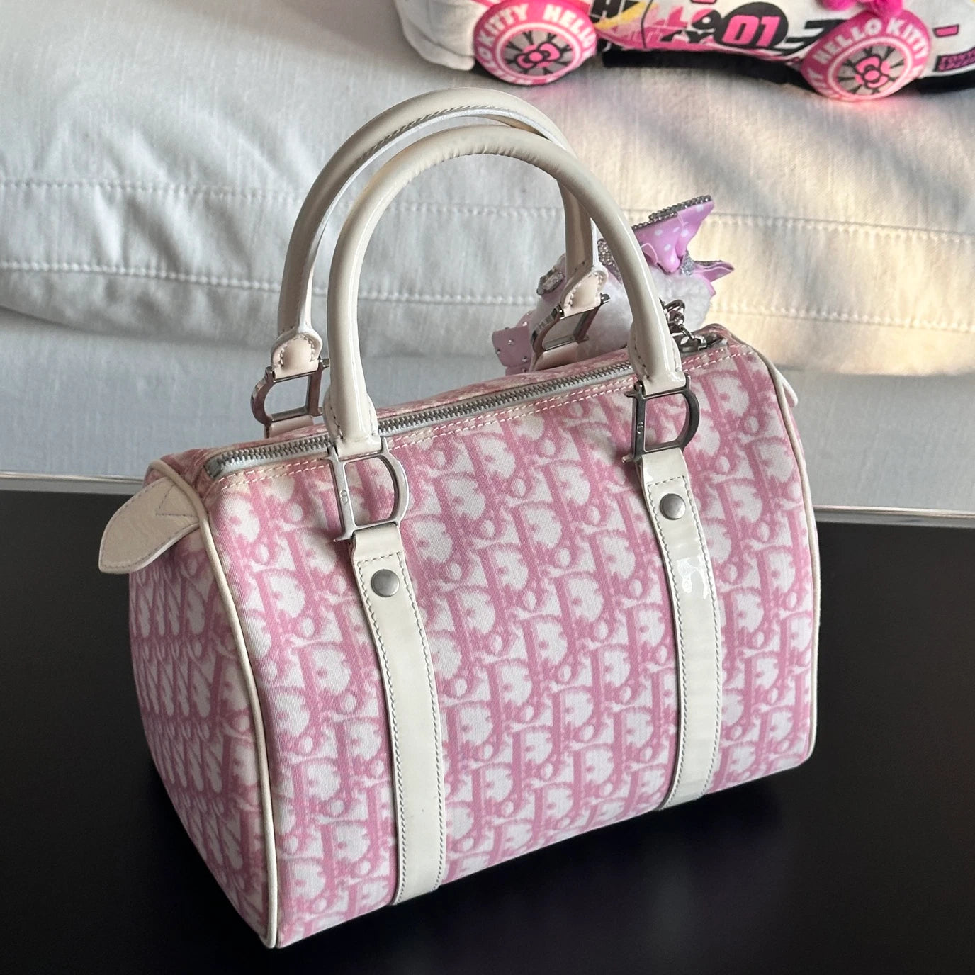 Christian Dior Monogram Tote Top Handle Shoulder Bag Pink Women Fashion