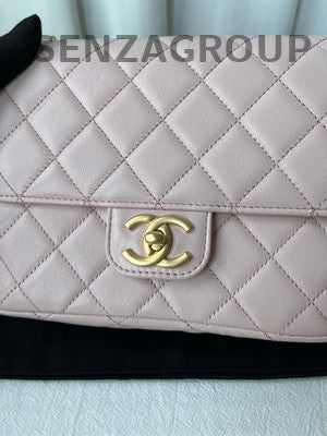 Chanel Classic Flap Pink Gold Double Chain Shoulder Bag Quilted Fashion