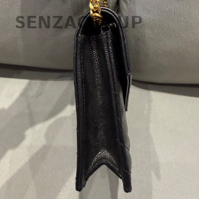 Saint Laurent Envelope Chain Shoulder Bag Black Gold Women's Classic Fashion
