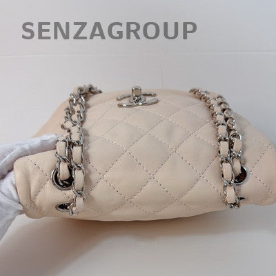 Chanel Pink Silver Quilted Chain Shoulder Bag Women's Fashion