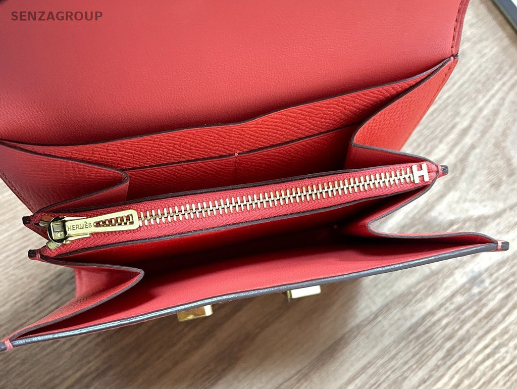 Hermès Epsom Leather Short Wallet Clutch Pink Women
